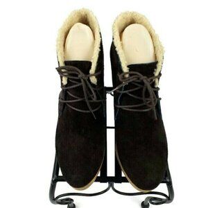 Rockport Cedra Desert Brown Suede Leather Lace Up Wedge Ankle Boot Womens Size 8